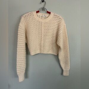 ARTIZIA Wilfred Free Fortune Cropped Mohair Fuzzy Crewneck Pullover Small